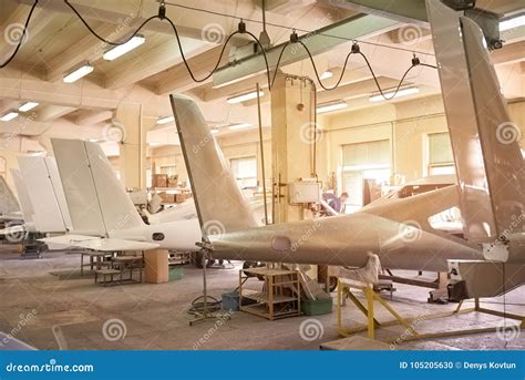 Inside aircraft workshop. stock photo. Image of factory - 105205630