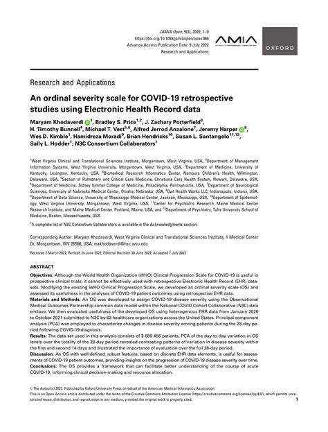 (PDF) An Ordinal Severity Scale for COVID-19 Retrospective Studies ...