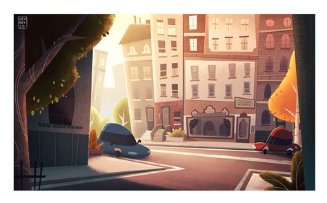 cartoon city graphic background :: Behance