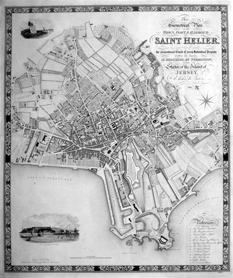 1834 Map of St. Helier, Jersey | St helier, Jersey channel islands, Old ...