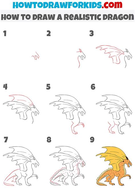 how to draw a realistic dragon step by step | Easy dragon drawings ...