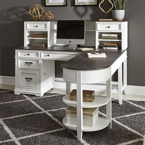 Liberty Furniture Allyson Park Transitional L-Shaped Desk with Hutch ...