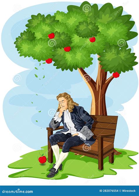 Illustration of Sir Isaac Newton Discovering the Theory of Gravitation ...