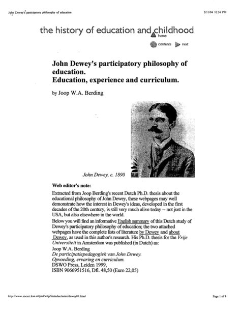 John Dewey's Participatory Philosophy of