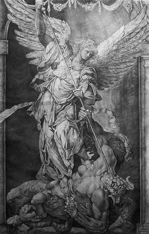 Archangel Michael - Angel and Demon by Edwin Darwin (2019) : Drawing ...