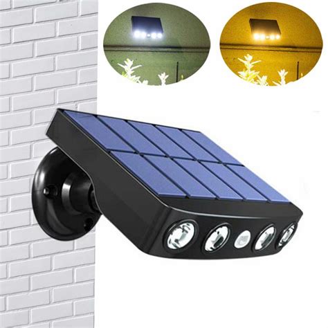 4 LED Solar Wall Light Motion Sensor Outdoor Lamp Imitation Monitoring ...