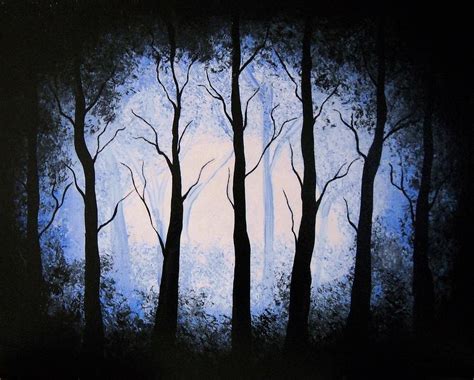 Moonlight Forest Painting by Edwin Alverio