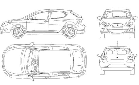 CAD vehicle Car block detail elevation 2d view layout file | Car, Car ...