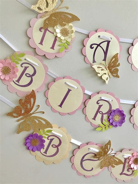 Customizable Happy Birthday Banner Floral Happy Birthday | Etsy