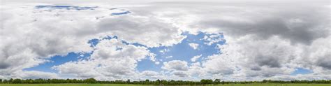 360 HDRI panorama of cloudy sky in high 30k, 15k or 4k resolution