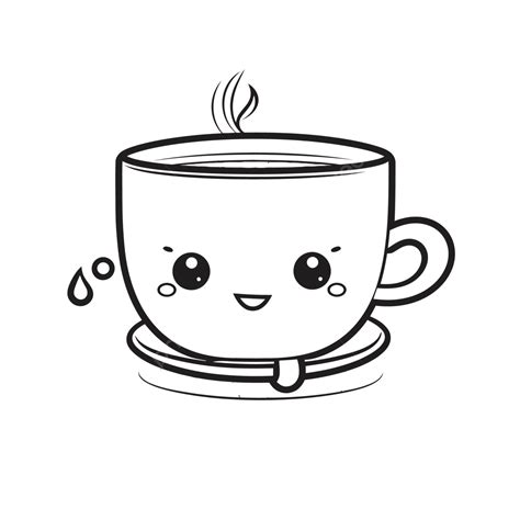 Illustration Of Cute Coffee Cup Outline Sketch Drawing Vector, Coffee ...