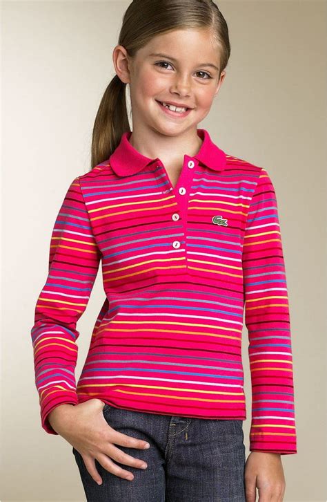 Lacoste Stripe Polo Shirt (Little Girls & Big Girls) | Nordstrom