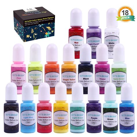 18 Colors Epoxy Pigment, Opaque Liquid Resin Colorant Each 0.35oz, Non ...