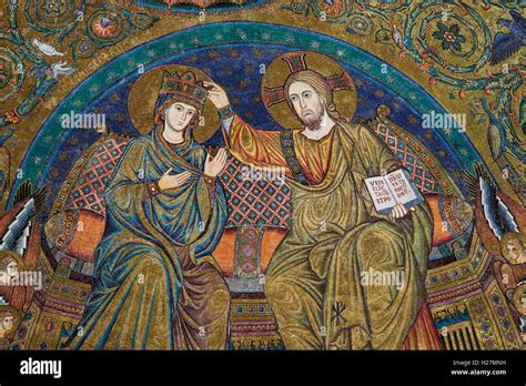 Christian Art. Mosaic of the apse. The coronation of the Virgin . 5th ...