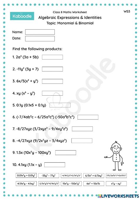 Algebraic Expressions & Identities (Topic: Monomial & Binomial ...