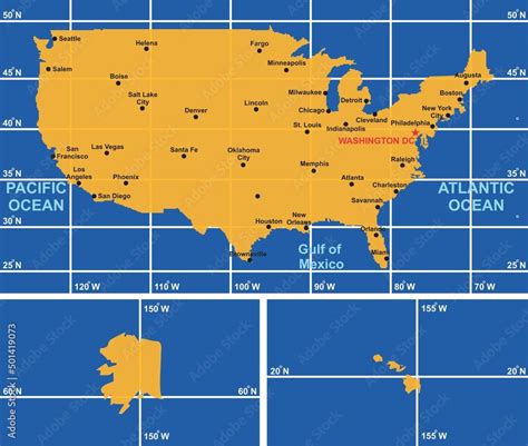 Usa Map With Latitude And Longitude Lines - Windy Kakalina