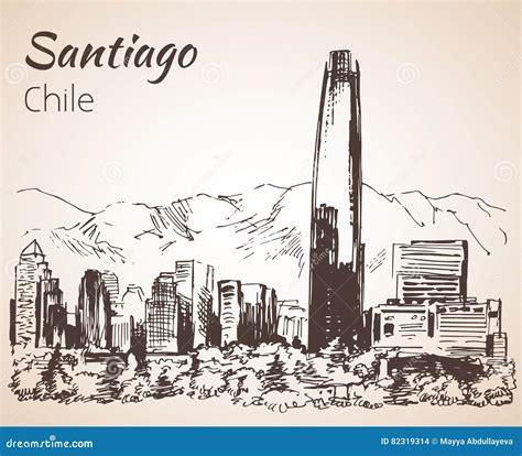 Santiago Skyline And Landmarks Silhouette Vector Illustration ...