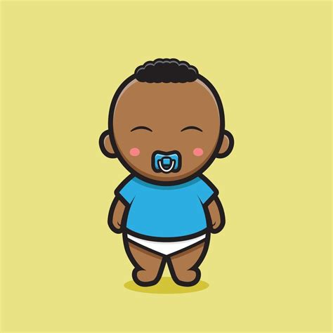 cute black baby character with blue t-shirt 2084173 Vector Art at Vecteezy