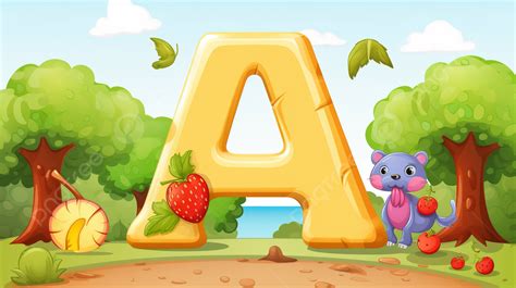 An A Letter With An Animal And Strawberries Background, Pictures For ...