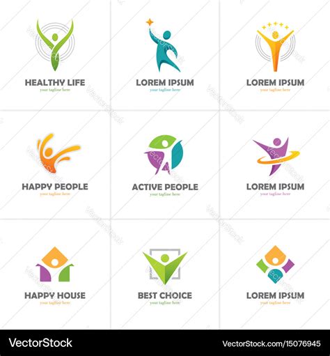 Set of abstract colorful human logo Royalty Free Vector