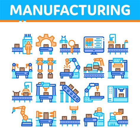 Manufacturing Process Collection Icons Set Vector Illustrations ...