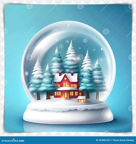 Snow Globe with Christmas Village in Snowfall. Stock Illustration ...