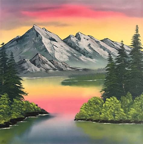 Gray Mountain Bob Ross Style Oil Painting Original | Etsy | Mountain ...