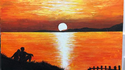 Basic Acrylic Painting Tutorial #1 /Sunset and Lovely Couple by Boodoi ...