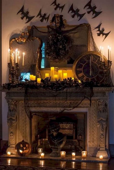 40 Stunning Halloween Indoor Decoration Ideas | Halloween fireplace ...