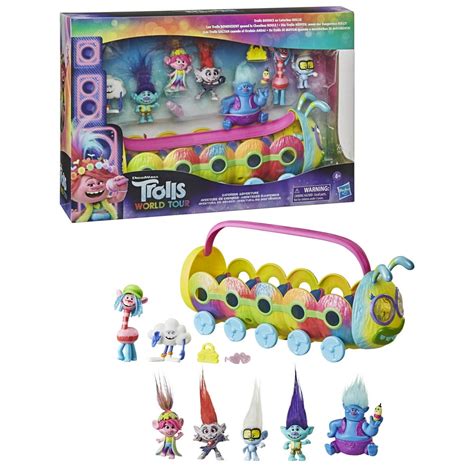 Trolls World Tour Caterbus Adventure, Includes 7 Action Figures and Bus ...