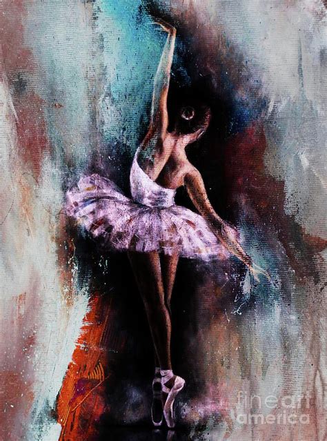 a painting of a ballerina in white dress