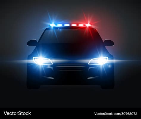 Police car light siren in night front view patrol Vector Image