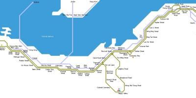 Hong Kong tram map - Straßenbahn-map Hong Kong (China)