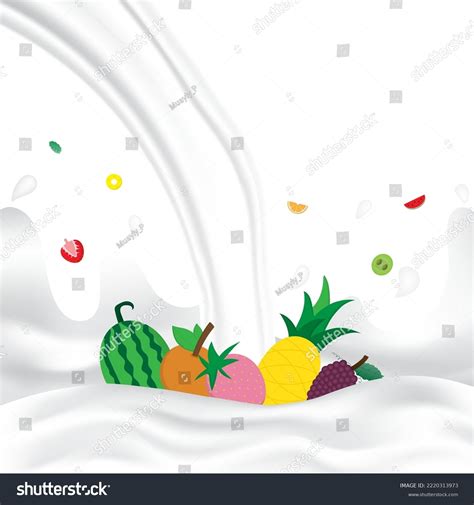 Mixed Fruit Milk Splash White Splashing Stock Vector (Royalty Free ...