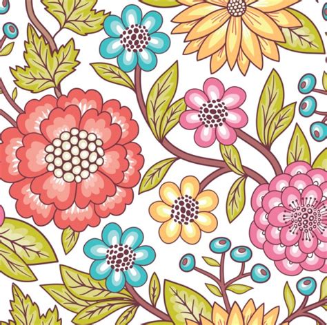 Floral pattern 1 set vector free download