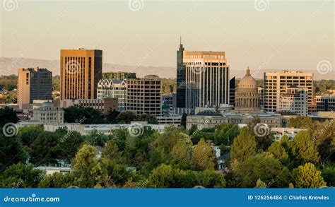 Skyline of Boise in the Early Morning Light Painting the Buildings ...