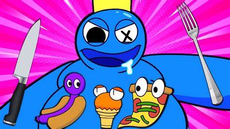 THE RAINBOW FRIENDS - BLUE Gets FAT And EATS EVERYONE! Cartoon ...