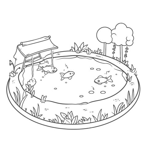 Fish Pond Clipart Black And White Fish