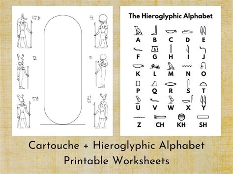 Ancient Egyptian Hieroglyphic Alphabet Cartouche Printable Worksheet ...