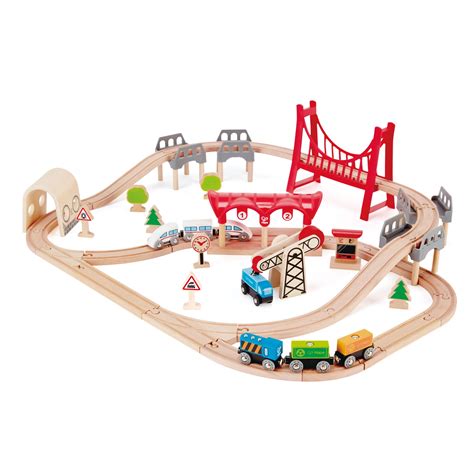 Hape E3712 Double Loop Railway Kids Wooden Train Play Set with Track ...