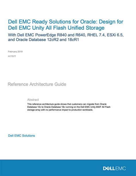 Reference Architecture Guide—Dell EMC Ready Solutions for Oracle ...