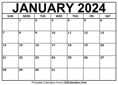 January 2024 Calendar - Meg Larina