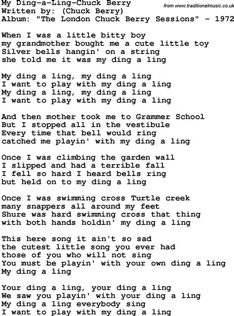 Novelty Song: My Ding-A-Ling-Chuck Berry lyrics