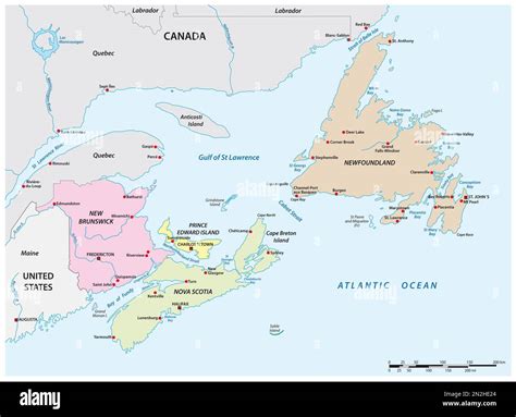 Vector map of the four Canadian maritime provinces Stock Photo - Alamy