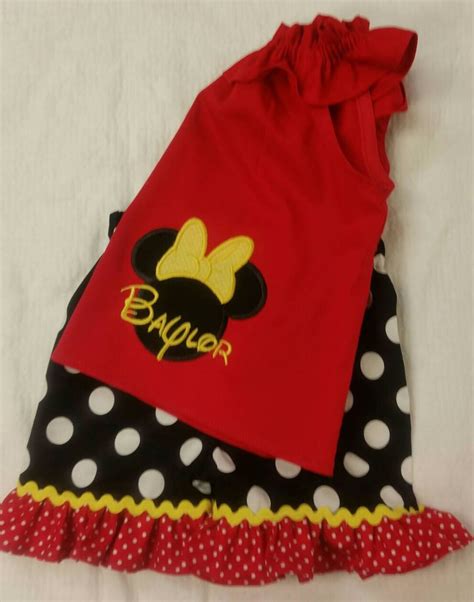 Minnie Outfit, Minnie Mouse, Disney Clothing, Minnie Applique, Girls ...