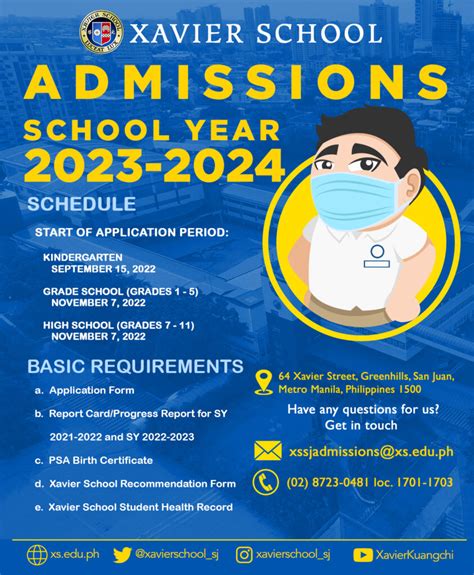 Announcement: Dates of Admissions for School Year 2023-2024