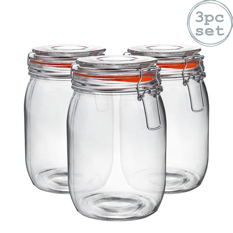 Glass Storage Jars Airtight Clip Top Lid Food Preserve Preserving Jar 1 ...