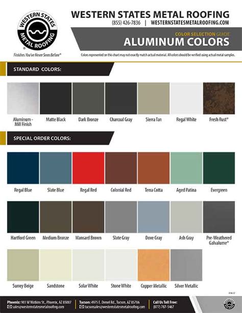 Aluminum Roof & Aluminum Siding Color Chart For Download