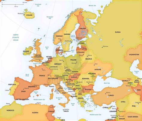 Vector Map of Europe Continent Political | One Stop Map