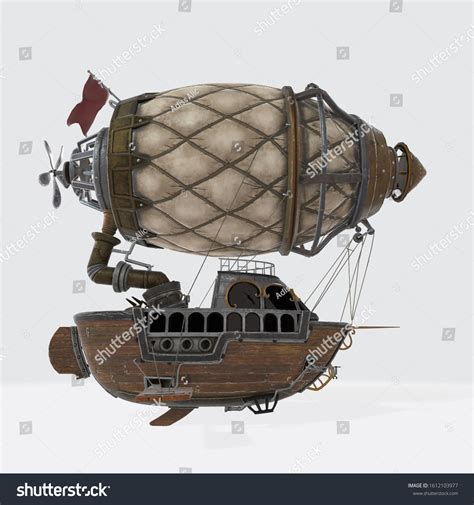 3d Illustration Fantasy Airship Steampunk Style Stock Illustration ...